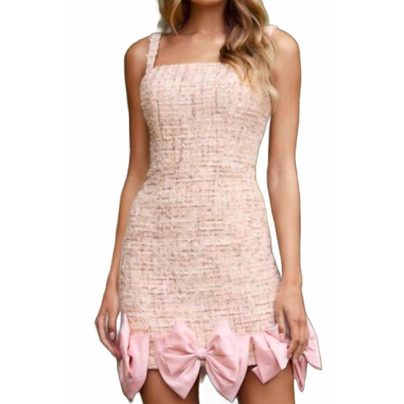 NEW ASHLEYLAUREN tweed cocktail dress in champagne